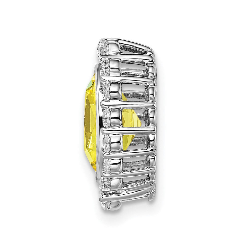 14K Weißgold 0,5 ct. Laborgezüchteter Diamant VS/SI und Ovaler Laborgezüchteter Gelbsaphir Halo-Ketten-Gleitanhänger