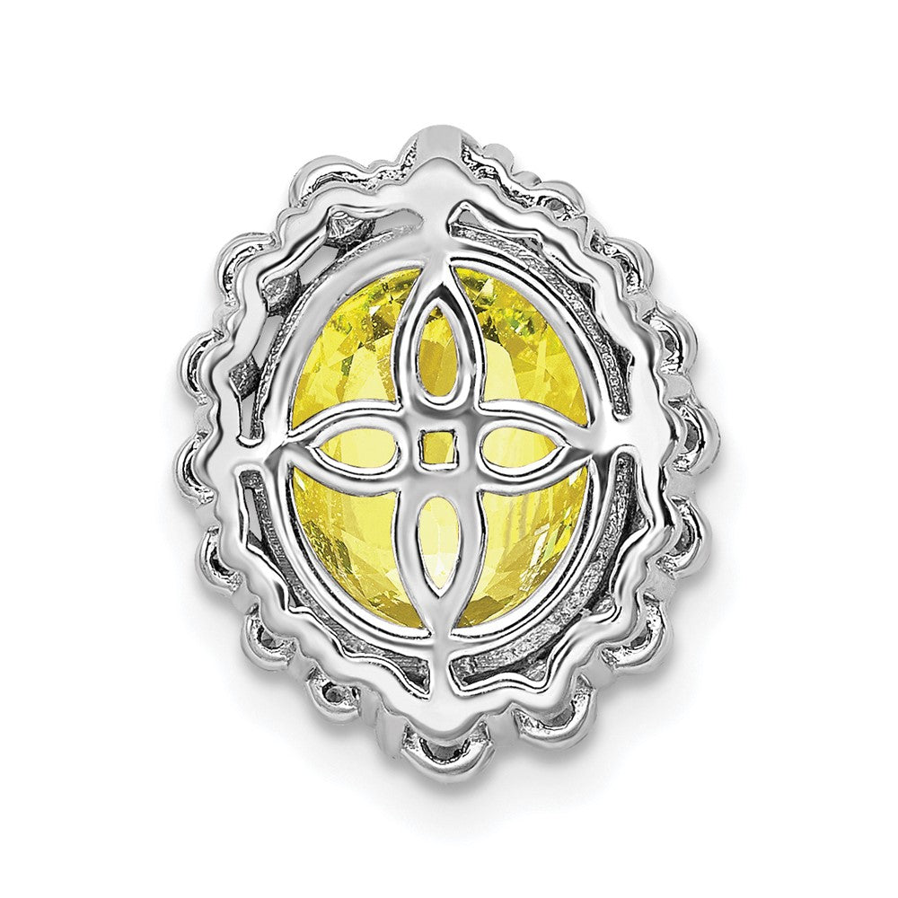 14K Weißgold 0,5 ct. Laborgezüchteter Diamant VS/SI und Ovaler Laborgezüchteter Gelbsaphir Halo-Ketten-Gleitanhänger