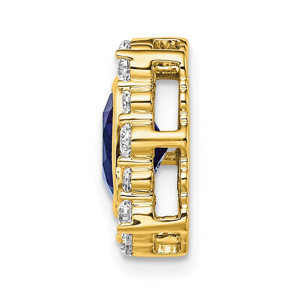 14K Gelbgold Anhänger, quadratisch, mit Labor-gezüchteten Diamanten VS/SI FGH und Cr-Saphiren