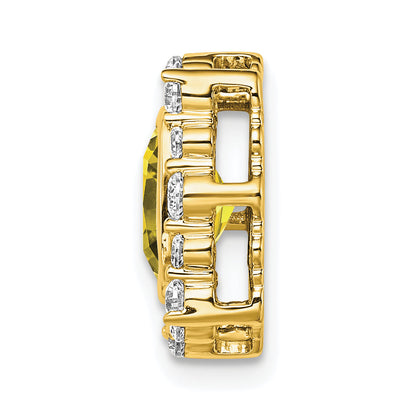 14K Gelbgold 0,5 ct. Laborgezüchteter Diamant VS/SI+ G+ und Laborgezüchteter Saphir Quadrat Ketten-Gleitanhänger