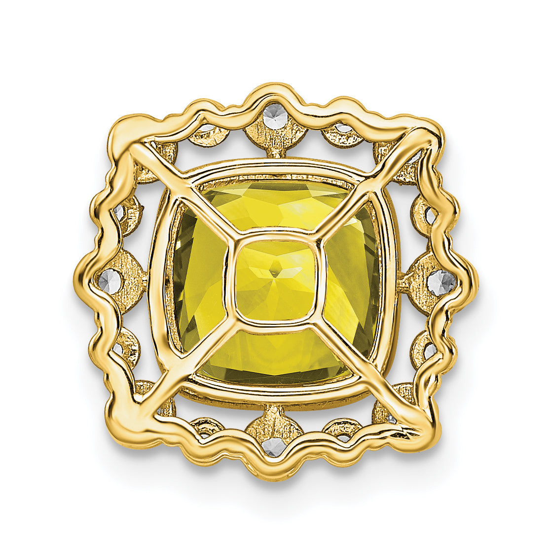 14K Gelbgold 0,5 ct. Laborgezüchteter Diamant VS/SI+ G+ und Laborgezüchteter Saphir Quadrat Ketten-Gleitanhänger