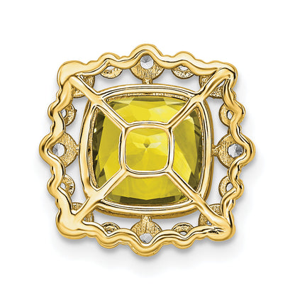 14K Gelbgold 0,5 ct. Laborgezüchteter Diamant VS/SI+ G+ und Laborgezüchteter Saphir Quadrat Ketten-Gleitanhänger
