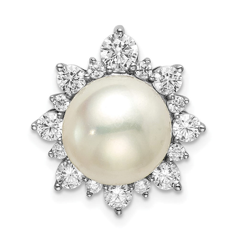 14K Weißgold Im Labor Gezüchtet Diamant Vs/si Fgh Fantasie Fresh Water Zuchtperle Kette Sli