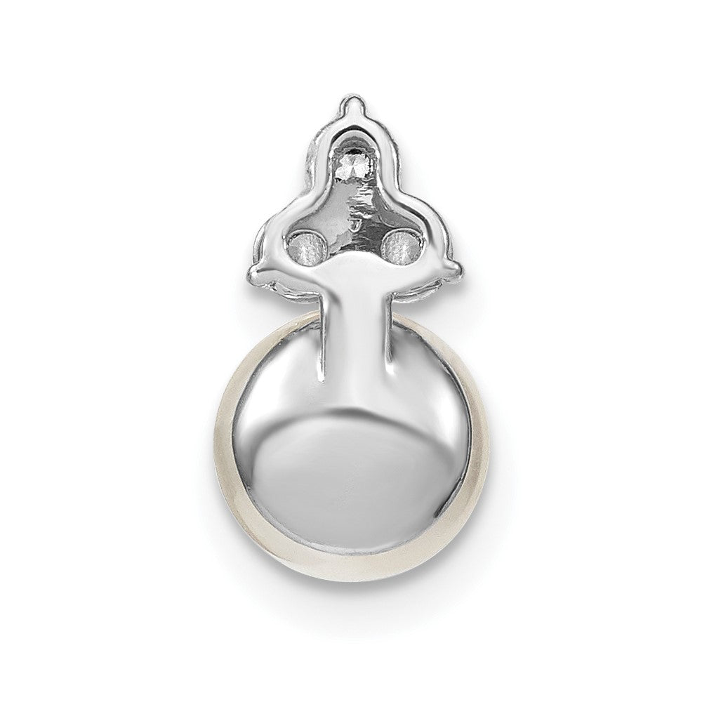 14K Weißgold Gleitanhänger mit 0,2 ct. laborgezüchteten Diamanten VS/SI+ G+ und 7,00 mm Süßwasser-Zuchtperlenkette