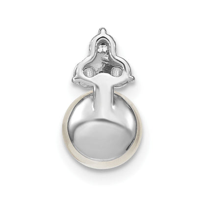 14K Weißgold Gleitanhänger mit 0,2 ct. laborgezüchteten Diamanten VS/SI+ G+ und 7,00 mm Süßwasser-Zuchtperlenkette