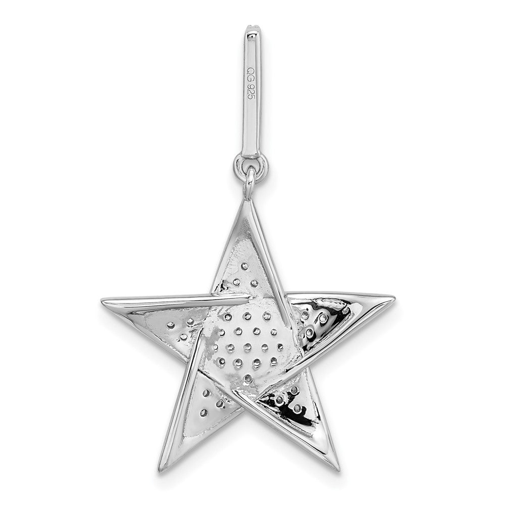 14K Weißgold Polierter Stern-Anhänger