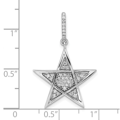 14K Weißgold Polierter Stern-Anhänger