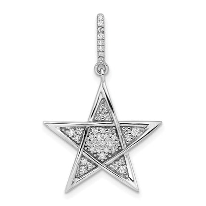 14K Weißgold Polierter Stern-Anhänger
