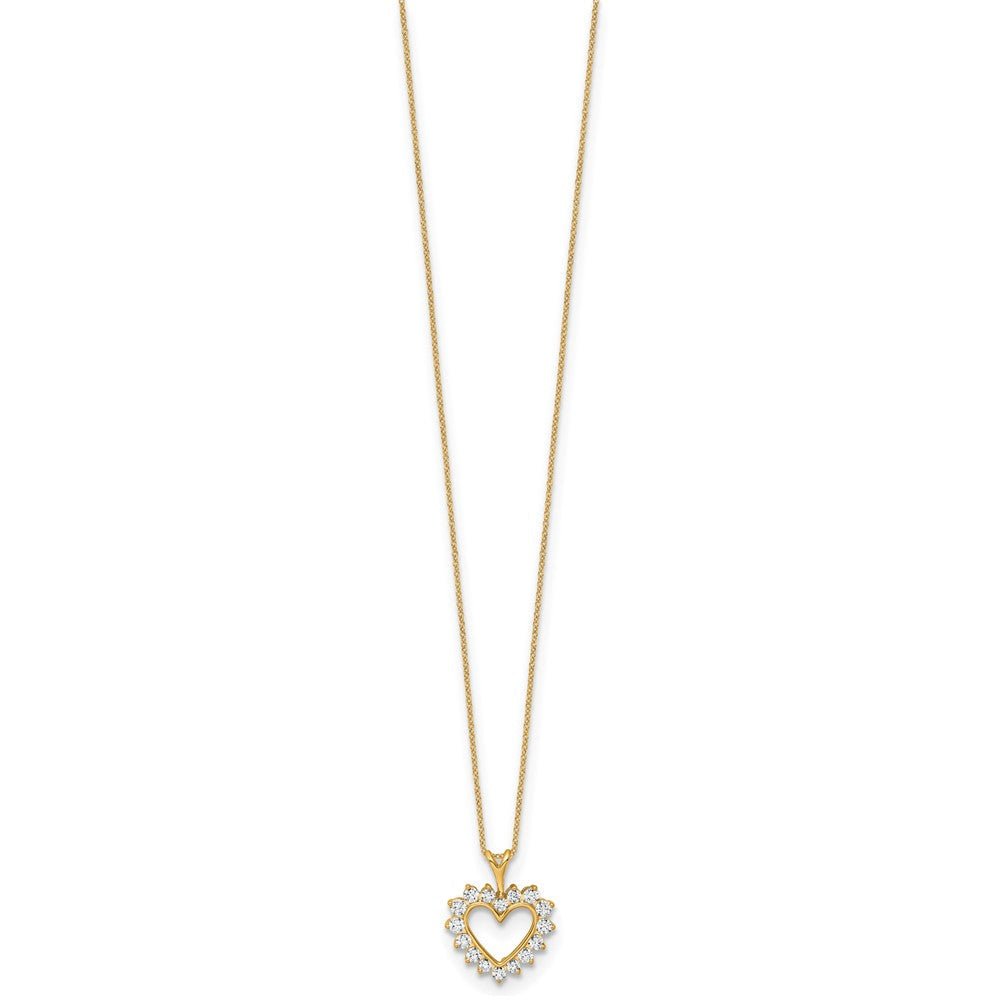 10K Gelbgold Halskette mit Herzanhänger, 0,5 ct. im Labor gezüchtetem Diamant, VS/SI+ G+, 18 Zoll