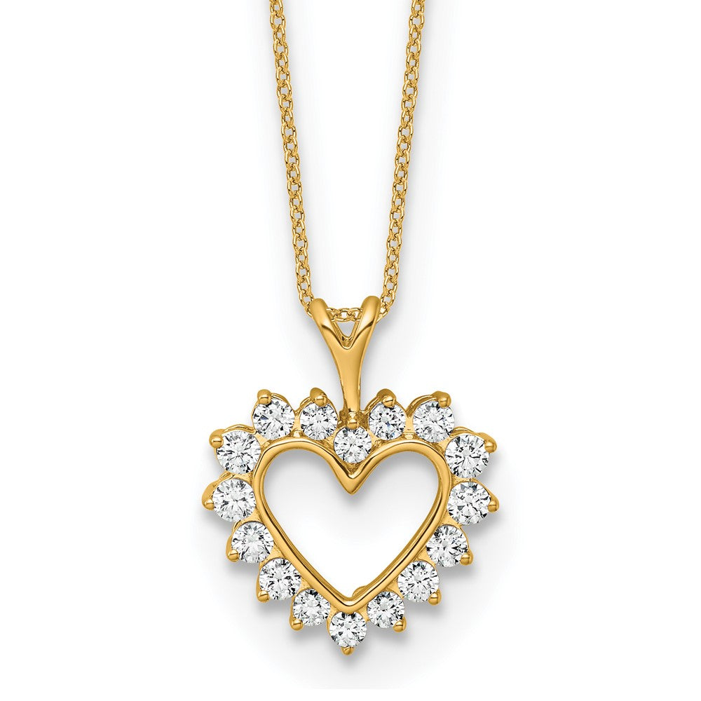 10K Gelbgold Halskette mit Herzanhänger, 0,5 ct. im Labor gezüchtetem Diamant, VS/SI+ G+, 18 Zoll