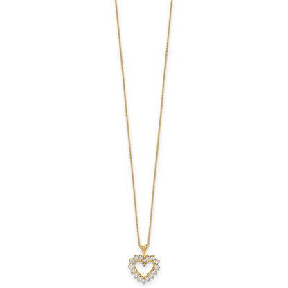 14K Gelbgold 0,5 ct. im Labor gezüchteter Diamant VS/SI+ G+ 45 cm Herz-Anhänger-Halskette