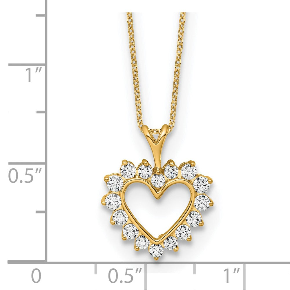 14K Gelbgold 0,5 ct. im Labor gezüchteter Diamant VS/SI+ G+ 45 cm Herz-Anhänger-Halskette