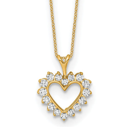 14K Gelbgold 0,5 ct. im Labor gezüchteter Diamant VS/SI+ G+ 45 cm Herz-Anhänger-Halskette