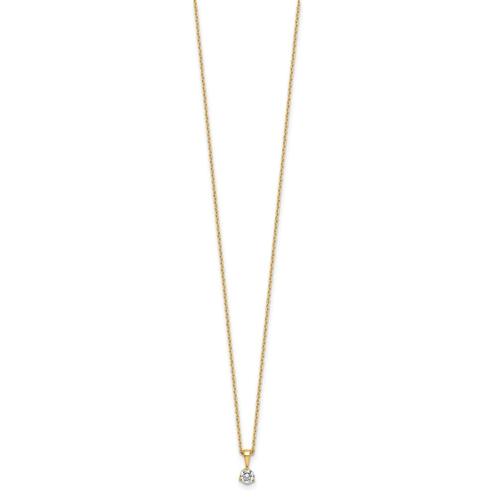 14K Gelbgold 0,2 ct. Labordiamant VS/SI+ G+ Dreikrappen 18 Zoll Solitär-Anhänger-Halskette