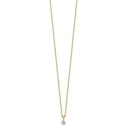 14K Gelbgold 0,2 ct. Labordiamant VS/SI+ G+ Dreikrappen 18 Zoll Solitär-Anhänger-Halskette