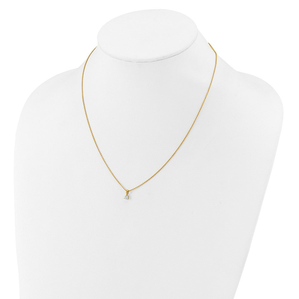 14K Gelbgold 0,2 ct. Labordiamant VS/SI+ G+ Dreikrappen 18 Zoll Solitär-Anhänger-Halskette