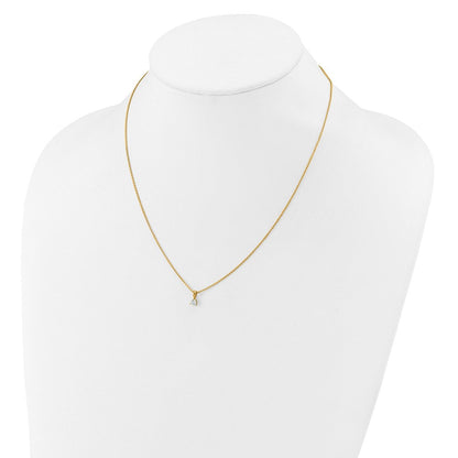 14K Gelbgold 0,2 ct. Labordiamant VS/SI+ G+ Dreikrappen 18 Zoll Solitär-Anhänger-Halskette