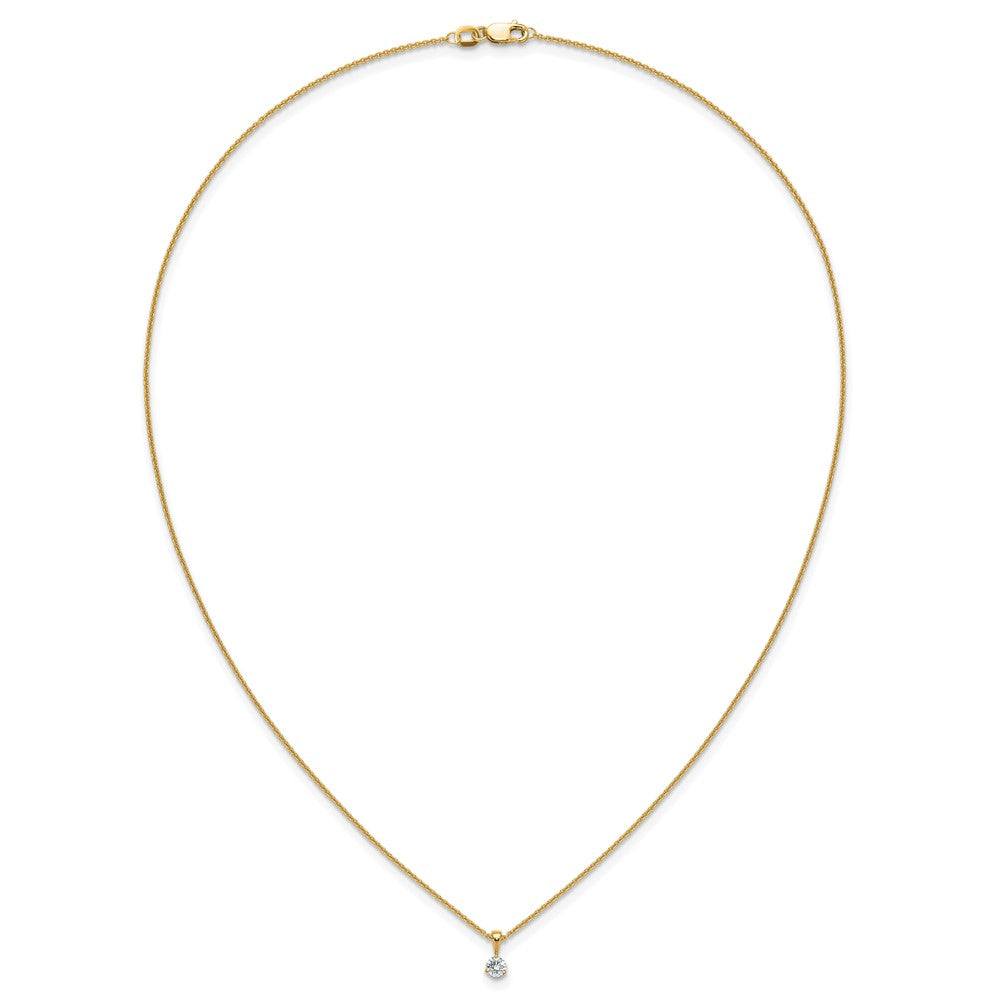 14K Gelbgold 0,2 ct. Labordiamant VS/SI+ G+ Dreikrappen 18 Zoll Solitär-Anhänger-Halskette