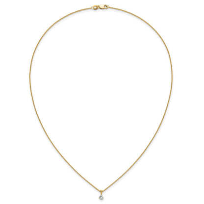 14K Gelbgold 0,2 ct. Labordiamant VS/SI+ G+ Dreikrappen 18 Zoll Solitär-Anhänger-Halskette