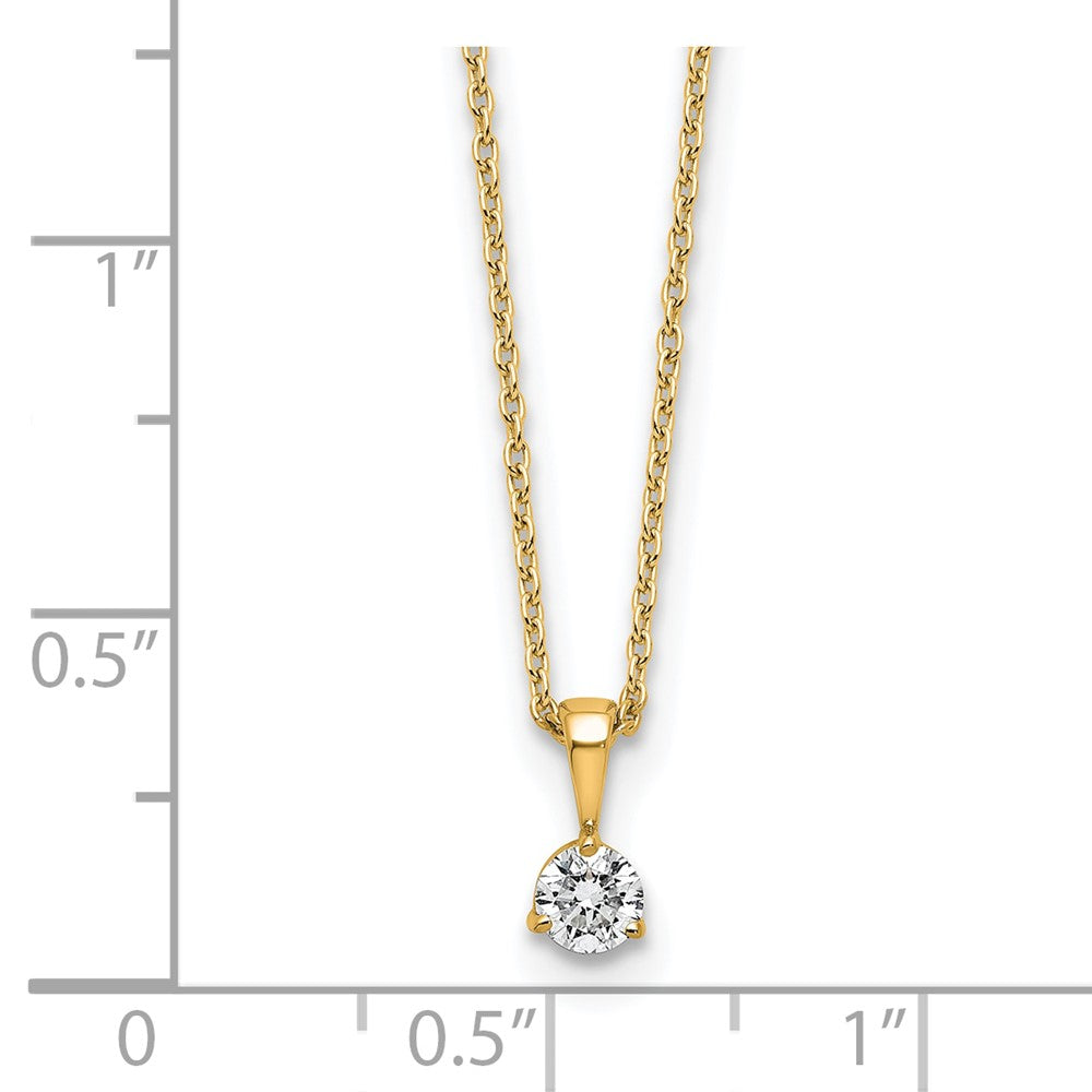 14K Gelbgold 0,2 ct. Labordiamant VS/SI+ G+ Dreikrappen 18 Zoll Solitär-Anhänger-Halskette