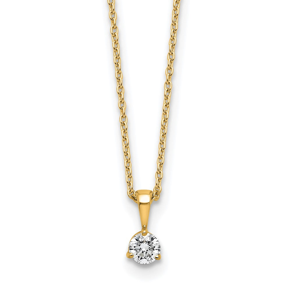 14K Gelbgold 0,2 ct. Labordiamant VS/SI+ G+ Dreikrappen 18 Zoll Solitär-Anhänger-Halskette