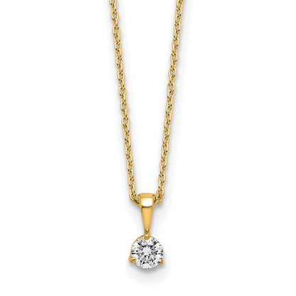 14K Gelbgold 0,2 ct. Labordiamant VS/SI+ G+ Dreikrappen 18 Zoll Solitär-Anhänger-Halskette