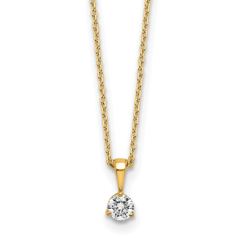 14K Gelbgold 0,2 ct. Labordiamant VS/SI+ G+ Dreikrappen 18 Zoll Solitär-Anhänger-Halskette