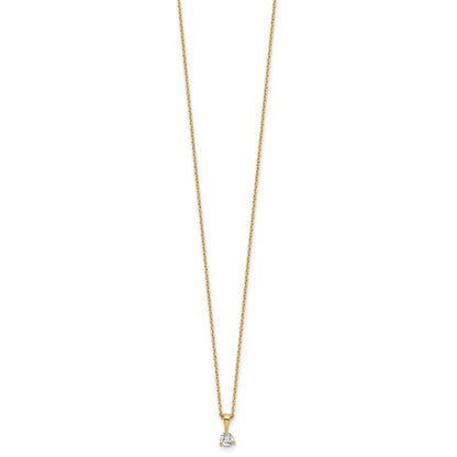 14K Gelbgold Solitär-Anhängerkette mit 0,25 ct. Laborgezüchtetem Diamant VS/SI+ G+, Dreikrallenfassung, 18 Zoll