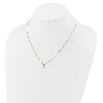 14K Gelbgold Solitär-Anhängerkette mit 0,25 ct. Laborgezüchtetem Diamant VS/SI+ G+, Dreikrallenfassung, 18 Zoll
