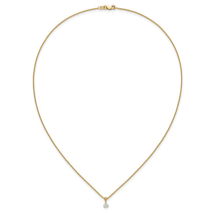 14K Gelbgold Solitär-Anhängerkette mit 0,25 ct. Laborgezüchtetem Diamant VS/SI+ G+, Dreikrallenfassung, 18 Zoll