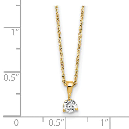 14K Gelbgold Solitär-Anhängerkette mit 0,25 ct. Laborgezüchtetem Diamant VS/SI+ G+, Dreikrallenfassung, 18 Zoll