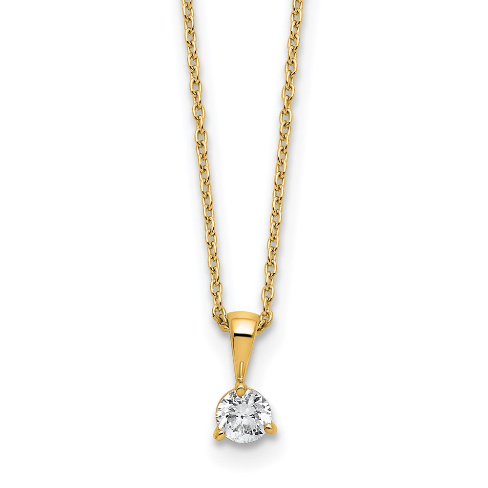 14K Gelbgold Solitär-Anhängerkette mit 0,25 ct. Laborgezüchtetem Diamant VS/SI+ G+, Dreikrallenfassung, 18 Zoll