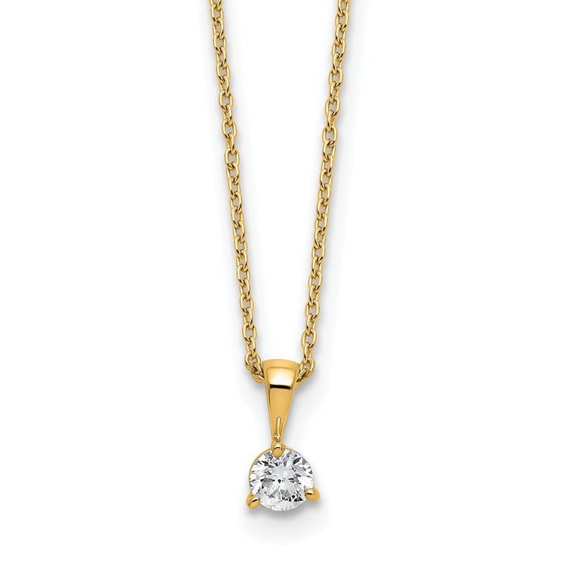 14K Gelbgold Solitär-Anhängerkette mit 0,25 ct. Laborgezüchtetem Diamant VS/SI+ G+, Dreikrallenfassung, 18 Zoll