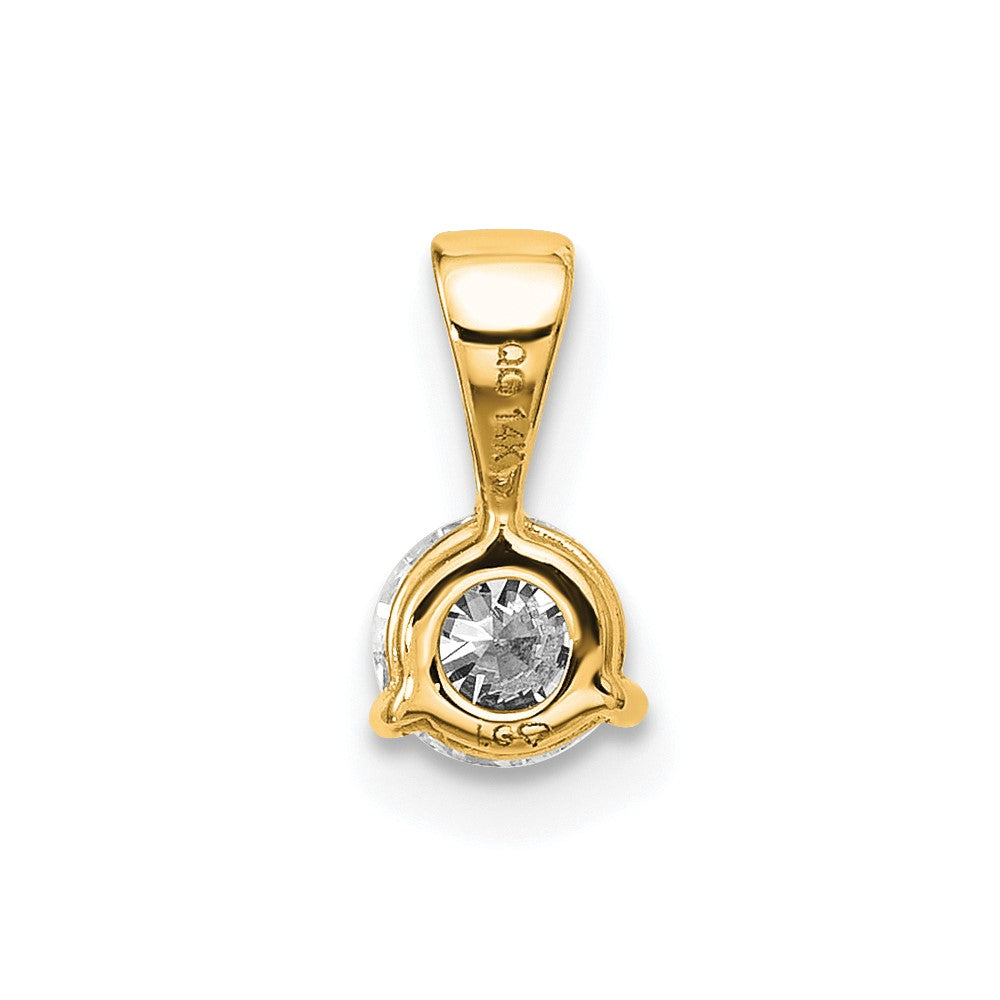 14K Gelbgold 0,33 ct. Laborgezüchteter Diamant VS/SI+ G+ Dreikrappen-Solitär-Anhänger