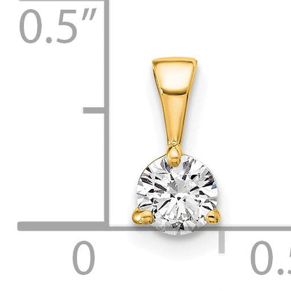 14K Gelbgold 0,33 ct. Laborgezüchteter Diamant VS/SI+ G+ Dreikrappen-Solitär-Anhänger