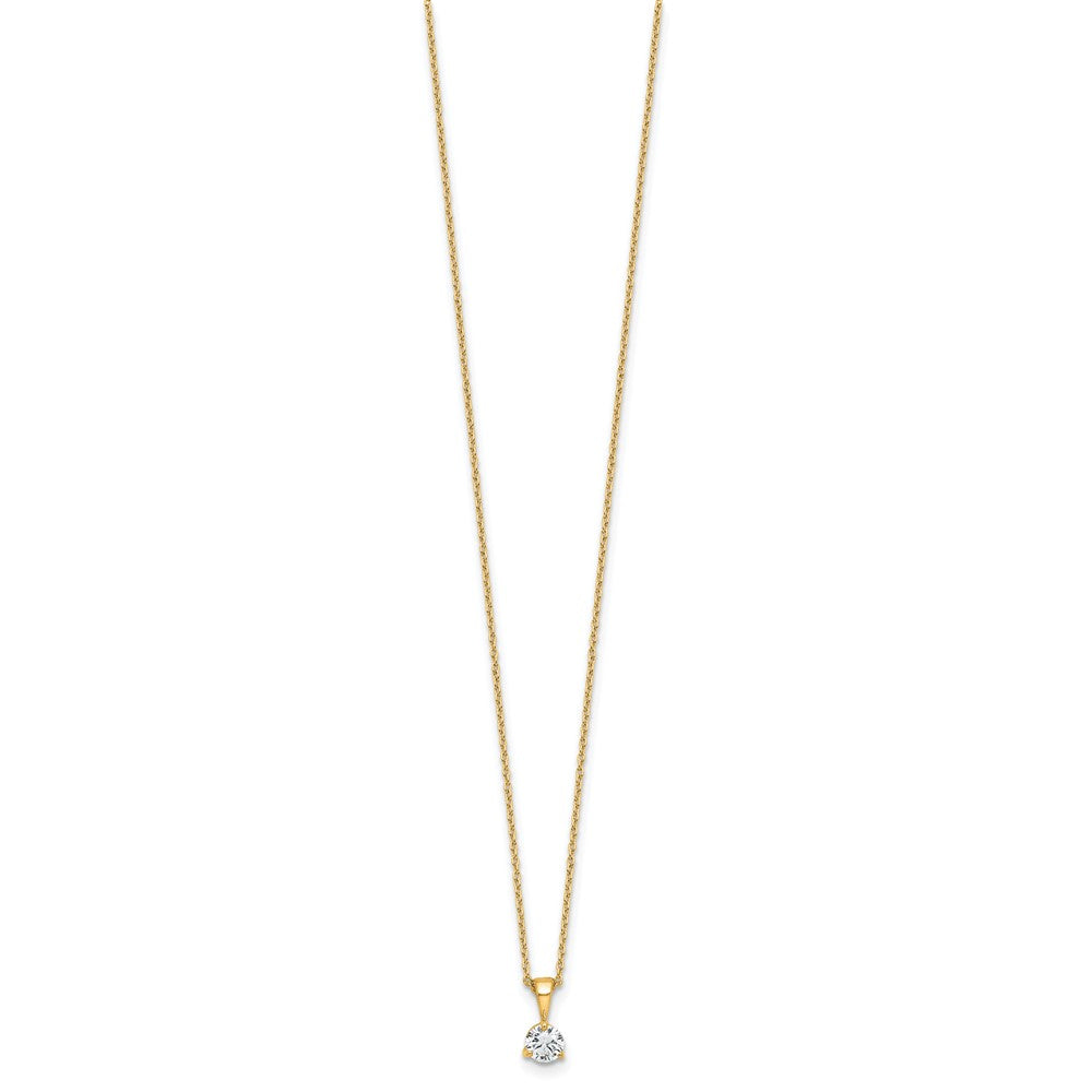 14K Gelbgold 0,33 ct. Labor gezüchteter Diamant VS/SI+ G+ Dreikrappen 18 Zoll Solitär-Anhänger-Halskette