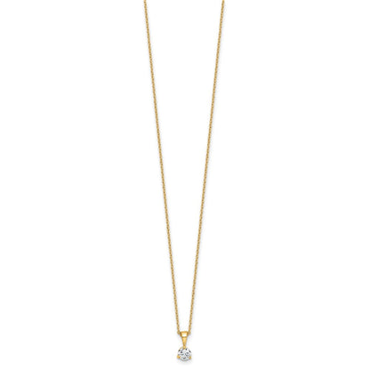 14K Gelbgold 0,33 ct. Labor gezüchteter Diamant VS/SI+ G+ Dreikrappen 18 Zoll Solitär-Anhänger-Halskette