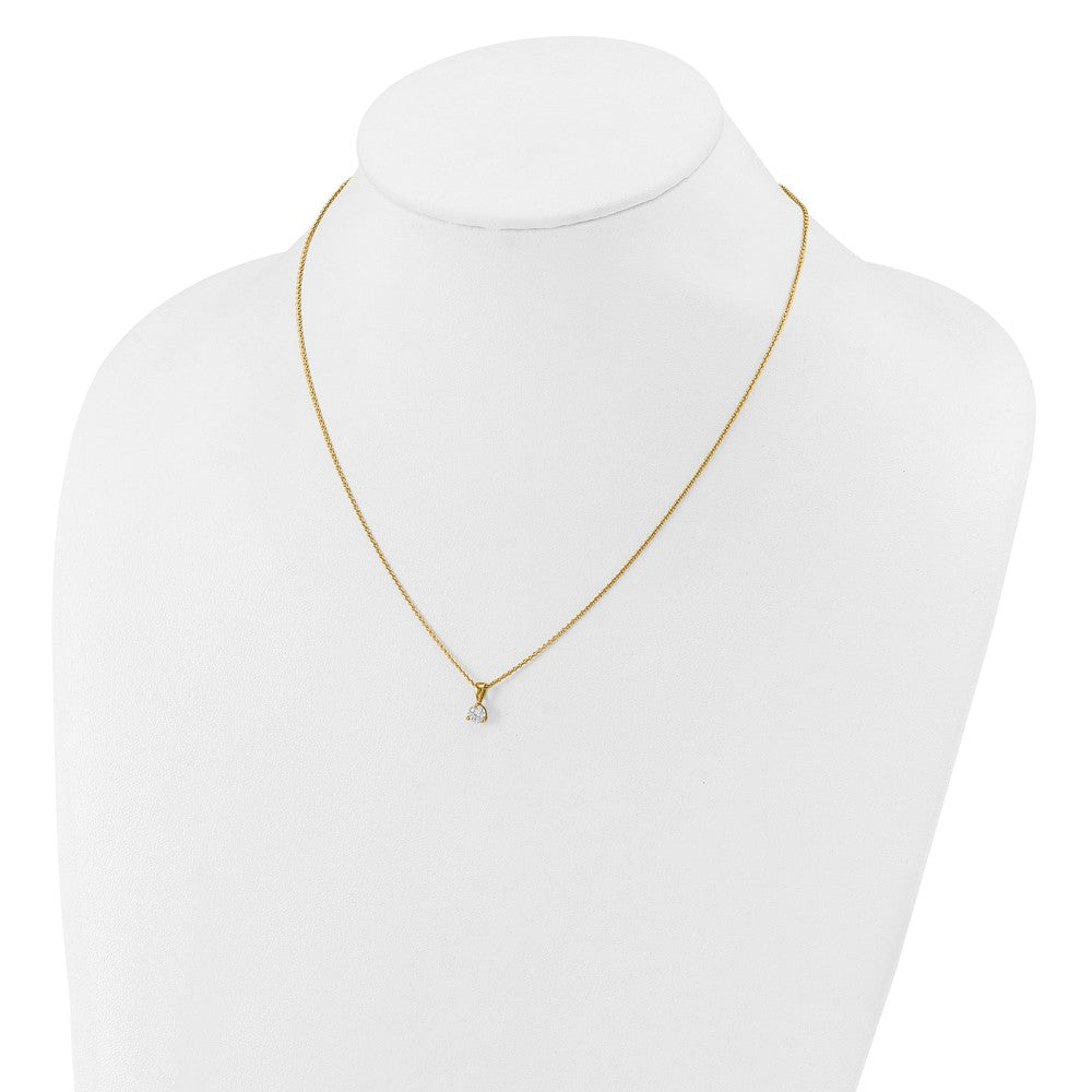 14K Gelbgold 0,33 ct. Labor gezüchteter Diamant VS/SI+ G+ Dreikrappen 18 Zoll Solitär-Anhänger-Halskette