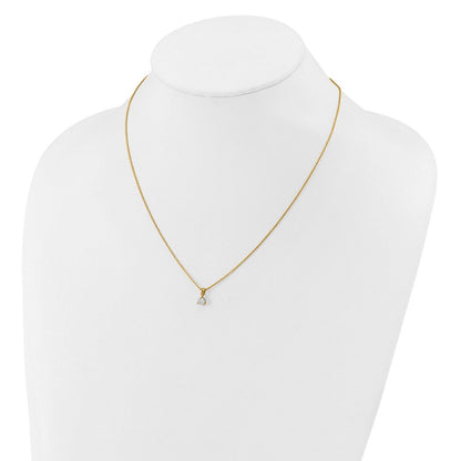14K Gelbgold 0,33 ct. Labor gezüchteter Diamant VS/SI+ G+ Dreikrappen 18 Zoll Solitär-Anhänger-Halskette