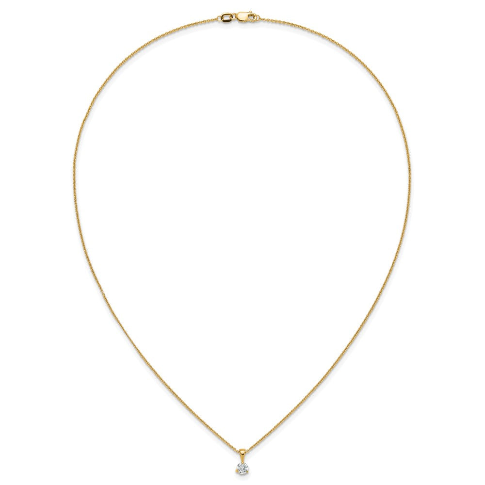 14K Gelbgold 0,33 ct. Labor gezüchteter Diamant VS/SI+ G+ Dreikrappen 18 Zoll Solitär-Anhänger-Halskette