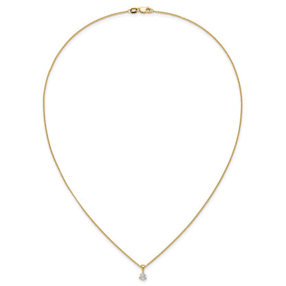 14K Gelbgold 0,33 ct. Labor gezüchteter Diamant VS/SI+ G+ Dreikrappen 18 Zoll Solitär-Anhänger-Halskette