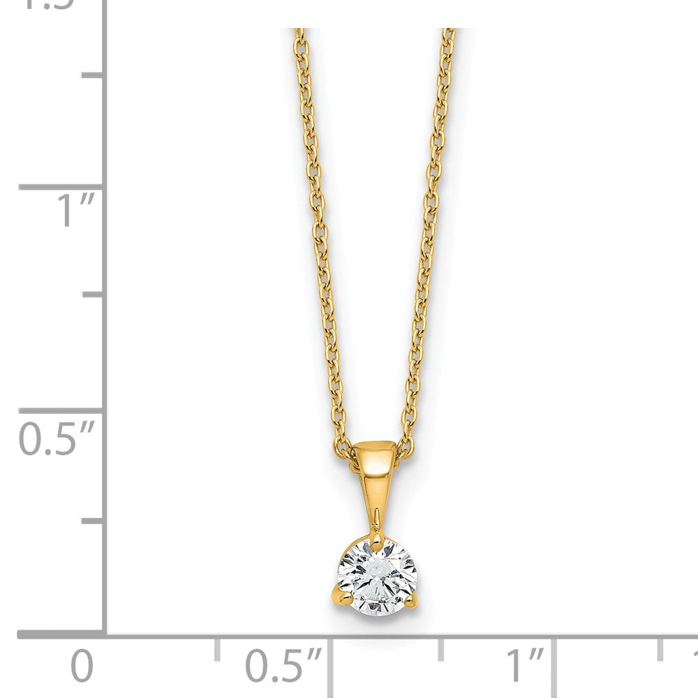 14K Gelbgold 0,33 ct. Labor gezüchteter Diamant VS/SI+ G+ Dreikrappen 18 Zoll Solitär-Anhänger-Halskette