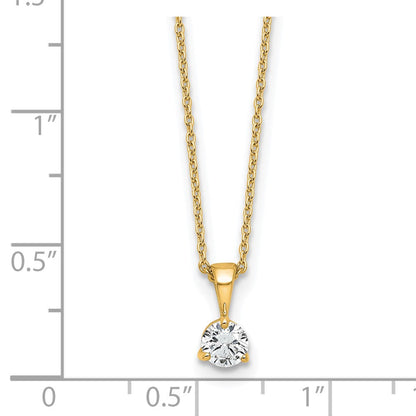 14K Gelbgold 0,33 ct. Labor gezüchteter Diamant VS/SI+ G+ Dreikrappen 18 Zoll Solitär-Anhänger-Halskette