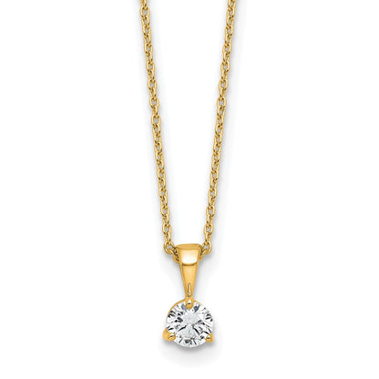 14K Gelbgold 0,33 ct. Labor gezüchteter Diamant VS/SI+ G+ Dreikrappen 18 Zoll Solitär-Anhänger-Halskette