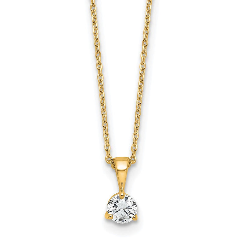 14K Gelbgold 0,33 ct. Labor gezüchteter Diamant VS/SI+ G+ Dreikrappen 18 Zoll Solitär-Anhänger-Halskette