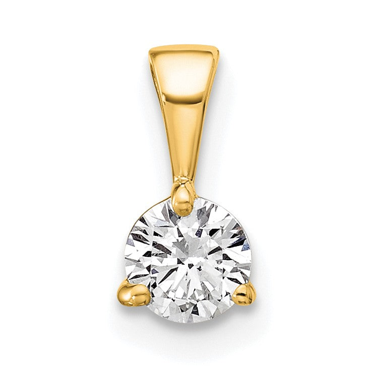 14K Gelbgold 0,33 ct. Laborgezüchteter Diamant VS/SI+ G+ Dreikrappen-Solitär-Anhänger