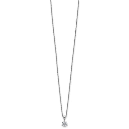 14K Weißgold 0,5 ct. Laborgezüchteter Diamant VS/SI+ G+ Solitär-Anhänger-Halskette mit Dreizack-Fassung, 18 Zoll