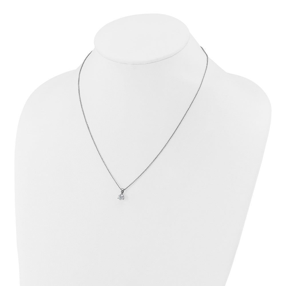 14K Weißgold Solitär-Anhängerkette mit 0,2 ct. im Labor gezüchtetem Diamant VS/SI+ G+, Drei-Krappen-Fassung, 45 cm (18 Zoll)