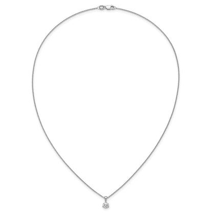 14K Weißgold 0,5 ct. Laborgezüchteter Diamant VS/SI+ G+ Solitär-Anhänger-Halskette mit Dreizack-Fassung, 18 Zoll