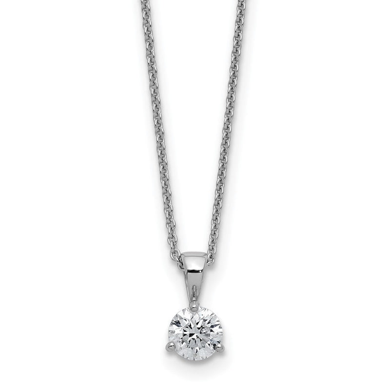 14K Weißgold Solitär-Anhängerkette mit 0,2 ct. im Labor gezüchtetem Diamant VS/SI+ G+, Drei-Krappen-Fassung, 45 cm (18 Zoll)